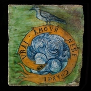 Bird and fuse, inscribed in French, 'True love changes not'